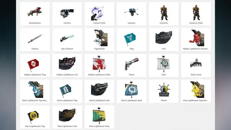 《命运2》与《盗贼之海》联动相关物品图片