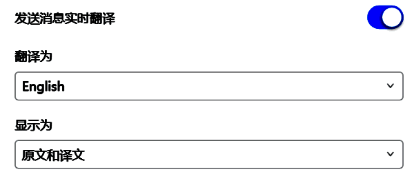 实时翻译选项开关及语言设定界面图片