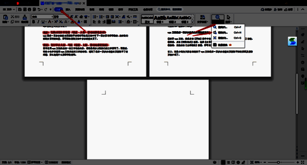 WPS 查找替换功能选择图