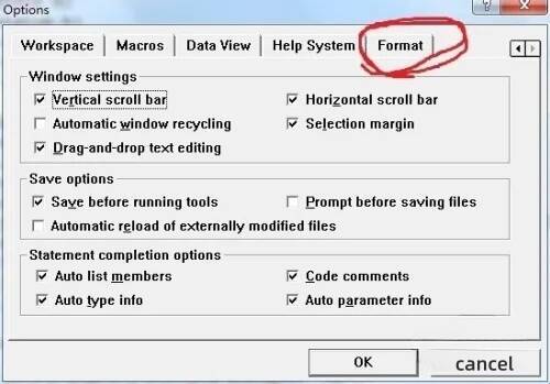 点击Format按钮界面图