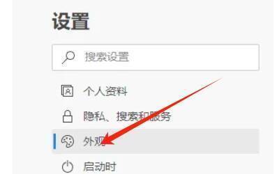 找到并点击外观部分