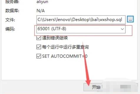 Navicat执行SQL文件导入界面