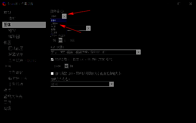 ShareX软件图像格式选择界面图片