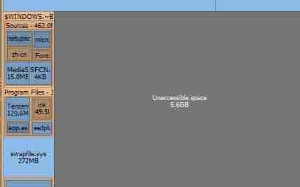 灰色区域代表无法扫描磁盘内容示例图