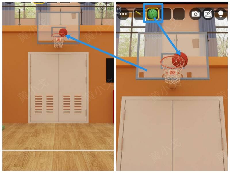 用篮球打下球框上篮球图