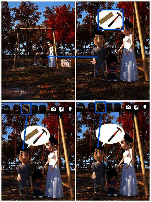 一家三口索要木板和锤子画面