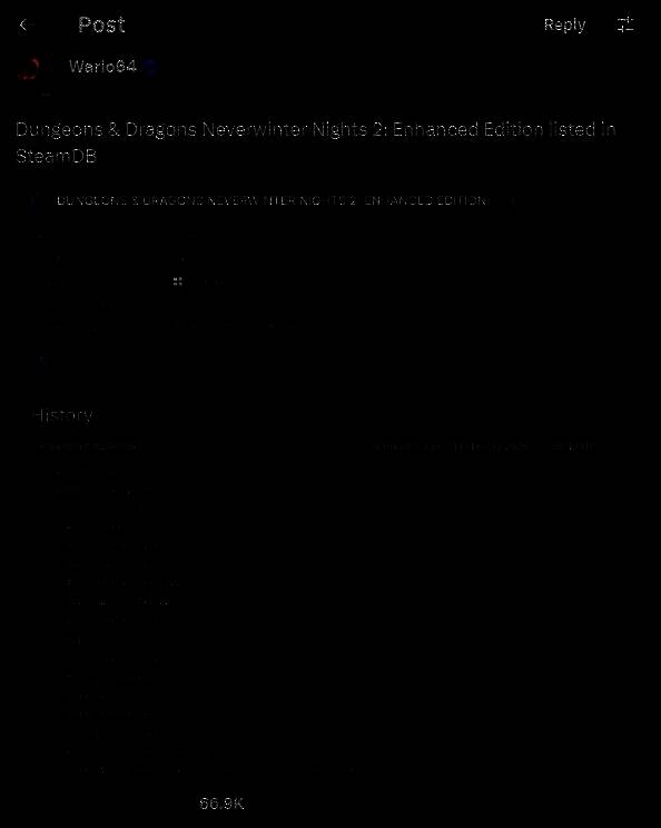 SteamDB上《D&D:无冬之夜2增强版》相关数据图片