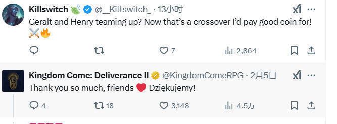 玩家期待《天国：拯救2》与《巫师》联动评论截图