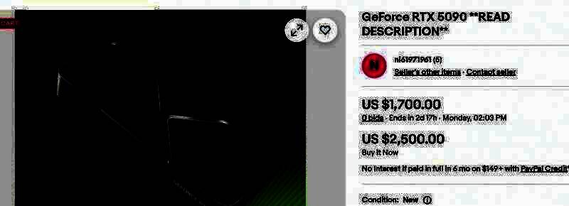 eBay上假RTX 5090售卖信息图片