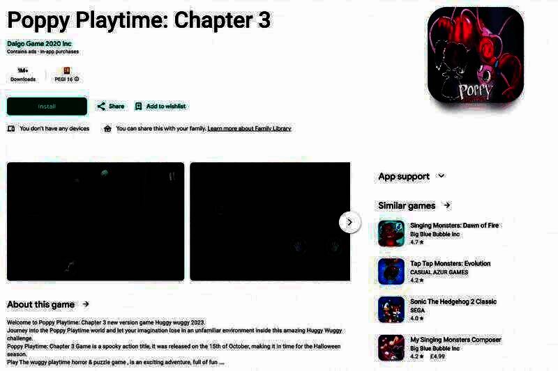 《波比的游戏时间》仿冒游戏相关情况