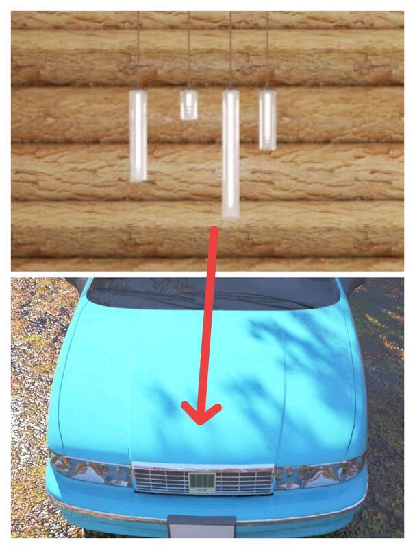 根据吊灯形状开车引擎盖用汽油的画面