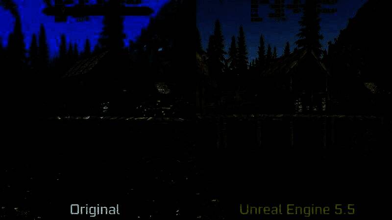 《上古卷轴5》虚幻5粉丝版与原版对比截图1