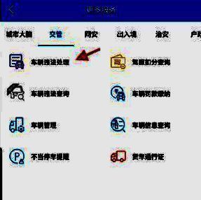 警察叔叔 APP 更多服务页面图，显示车辆违法处理选项位置
