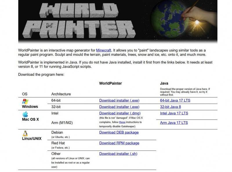 使用WorldPainter编辑地图的画面