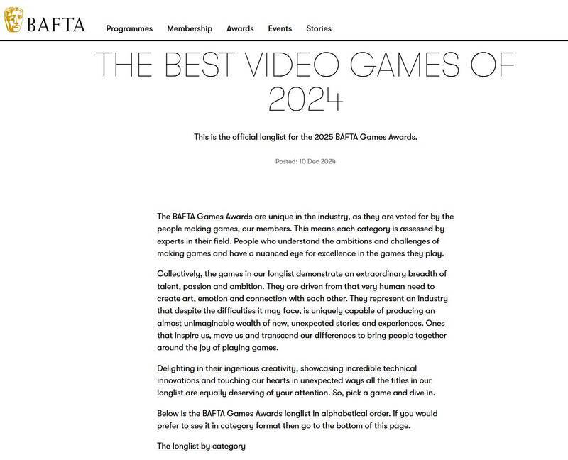 BAFTA2025游戏奖项入围相关图片2