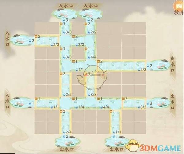 放置不同水量承载直道的游戏画面示例