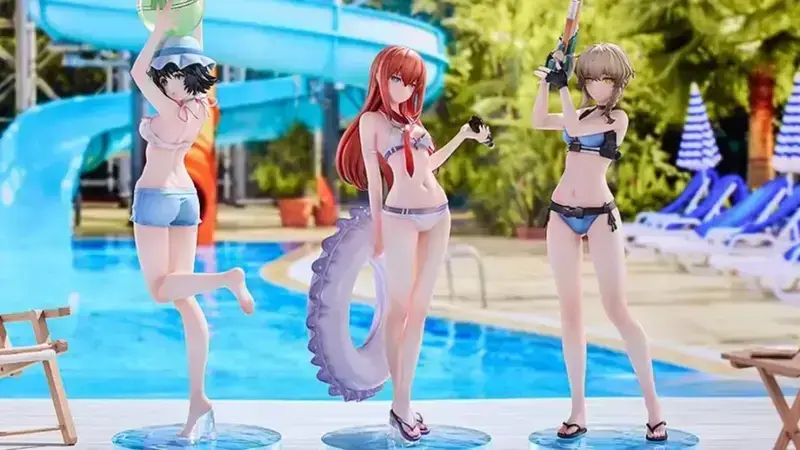 《命运石之门》三位女角色泳装手办宣传图