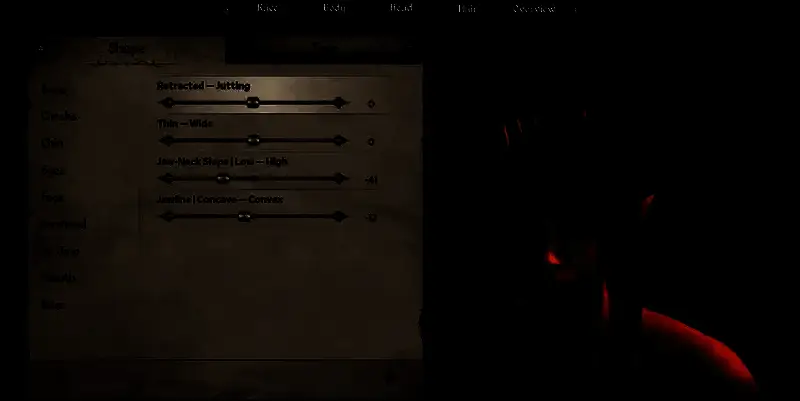 木精灵颚部捏脸参考图