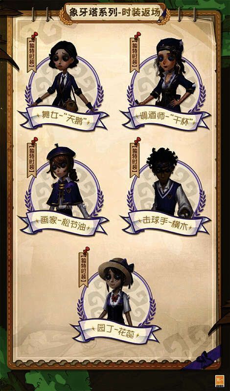 第五人格象牙塔系列返场时装宣传图