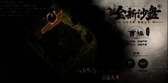 游戏界面展示六大诸侯势力选择界面，每位诸侯均有独特形象与背景