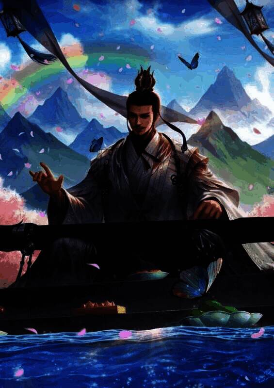 友诸葛亮原画,身着羽衣,手持羽扇,神情睿智