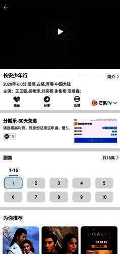 视频播放开始界面，显示播放按钮与影片封面