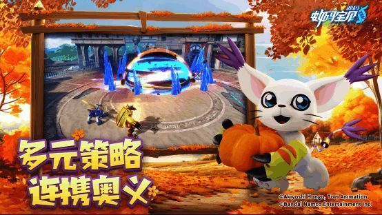 游戏休闲玩法截图，玩家在湖边钓鱼，周围数码兽陪伴