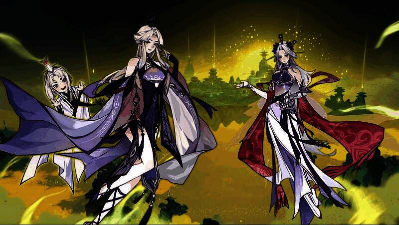 《问剑长生》推广曲歌词画面，背景为剑影与魔气交织的修仙世界