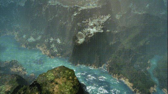 玩家角色利用植物搭建桥梁，成功穿越断崖，画面中可见临时搭建结构的动态效果