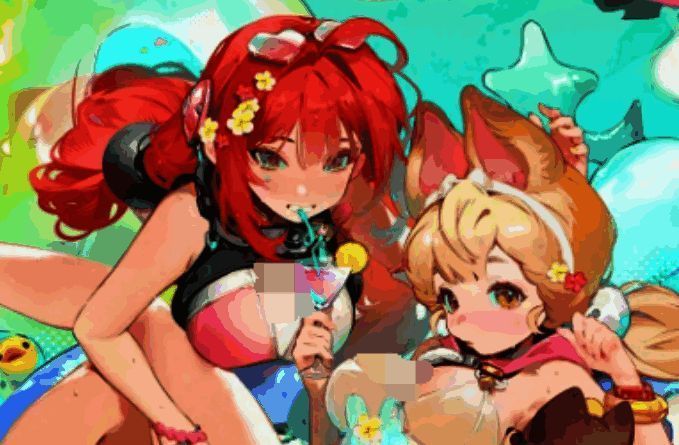 爱丽丝在海上冲浪的动态截图，背景为阳光明媚的海滩环境