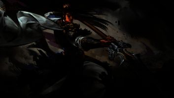 谋张绣皮肤展示，身披战甲，背景为战场烽火