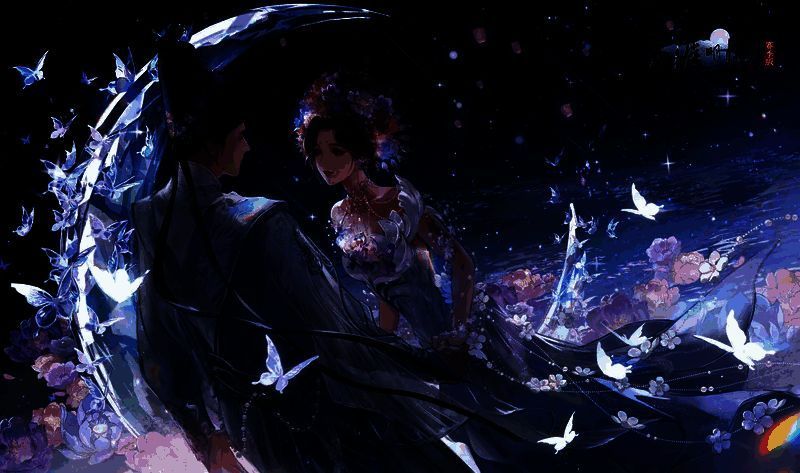 心王·今生簪花外观展示,粉色与紫色花朵交织的发型设计,尽显古典韵味