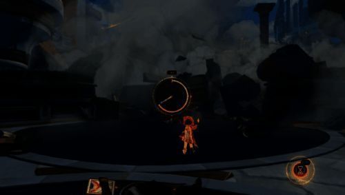 玩家在游戏中使用神力改变昼夜场景，画面左侧为白天的明亮街道，右侧为夜晚灯火通明的神秘区域