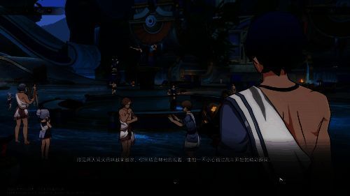 奥赫玛城市场景，NPC在热闹街道上行走，背景音乐轻松欢快，生活气息浓厚