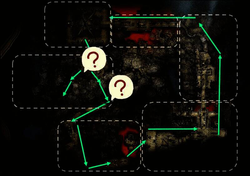 玩家角色在狭窄山道中与持斧敌人激烈交战，背景可见破损壁画与神秘符文