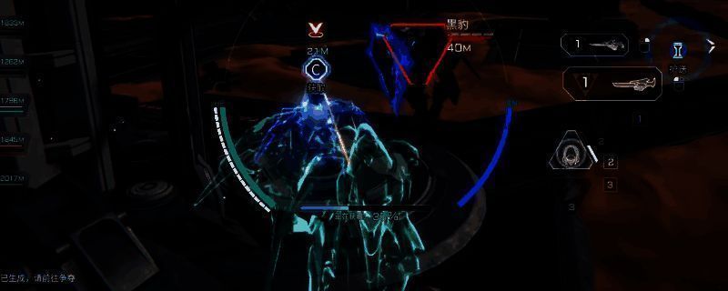 飞景机甲手持双军刀,高速突进中展现出凌厉的战斗姿态,背景为未来都市战场