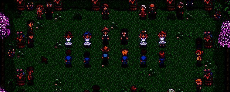 《星露谷物语》中玩家与NPC互动界面展示，显示好感度等级提示