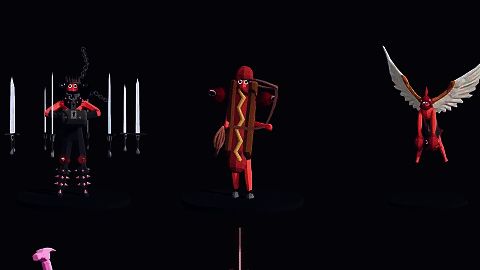 游戏角色在战场上搞笑倒地翻滚，特效夸张，动作极具喜剧效果