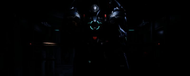 《解限机》玛什马克模式战斗场景，多名机甲在废墟中激烈交火，地面散落着发光的战利品箱