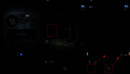 古老雕像前供桌上摆放画纸与线香，微弱火光映出墙壁扭曲人影