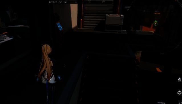 欧拉港口水下发电厂区域实拍，地面泛着幽蓝光芒，角色移动明显变慢