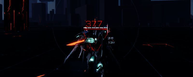 《解限机》游戏中角色正在进行处决动作，机体呈前倾姿态，敌方单位正准备反击