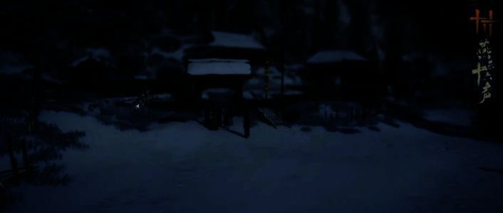 线下活动现场布置图，NPC扮演江湖人物与玩家合影，背景为古风灯笼与游戏立牌