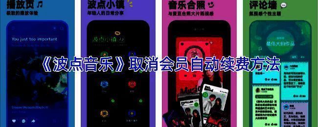 iOS设备中取消波点大会员自动续费的完整路径示意图，包含Apple ID入口与订阅管理界面