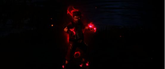 浴火凤凰第一魂技“凤凰火线”释放动画，火焰喷涌而出，敌人被击退特效明显