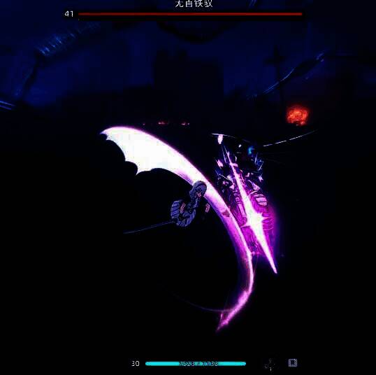 无首铁驭在公路上高速冲锋，身后拖曳出长长的火痕，玩家角色正在侧向翻滚躲避