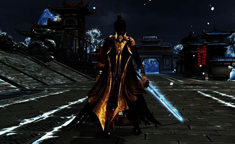 披风幻锦展示图，角色身着不同披风在月下湖畔行走，光影唯美