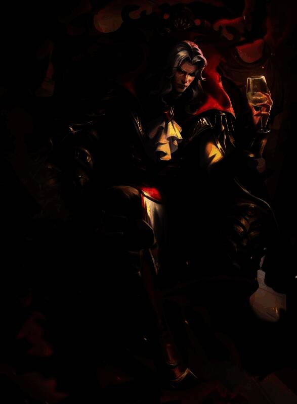 永夜之王卡包抽取界面，背景为暗夜王座，英雄剪影若隐若现，充满神秘感