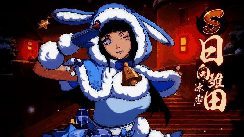 雏田驾驶麋鹿雪橇的动态场景,雪橇上堆满礼物盒,周围有小雪人跳跃,氛围温馨欢乐