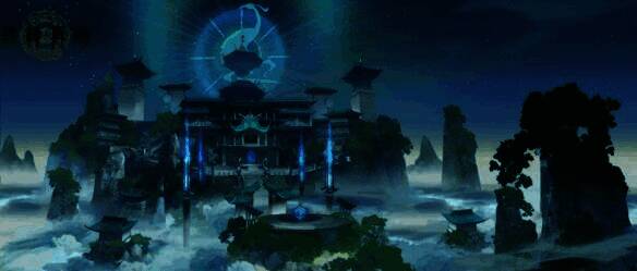 《封神再临》中玉虚宫全景图,巍峨宫殿悬浮于云海之上,金光闪耀,仙鹤盘旋,彰显阐教祖庭的恢弘气势